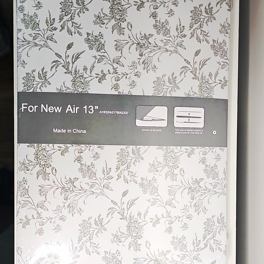 Clear Floral Plastic Hard Shell Case for MacBook Air 13 A1932 A2179 A2337